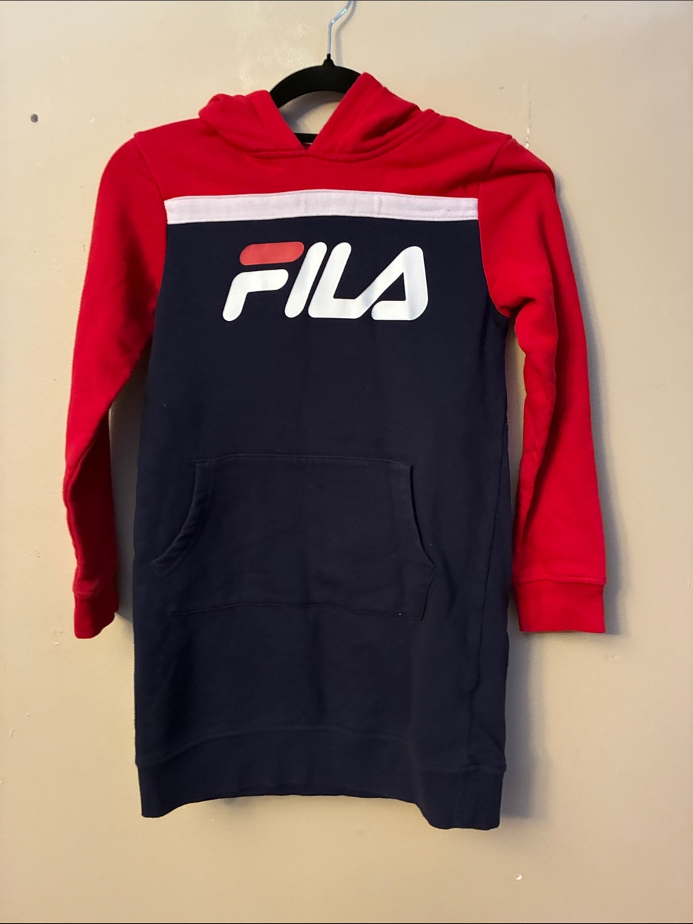 Fila Red and Navy Logo Hoodie Dress for Kids